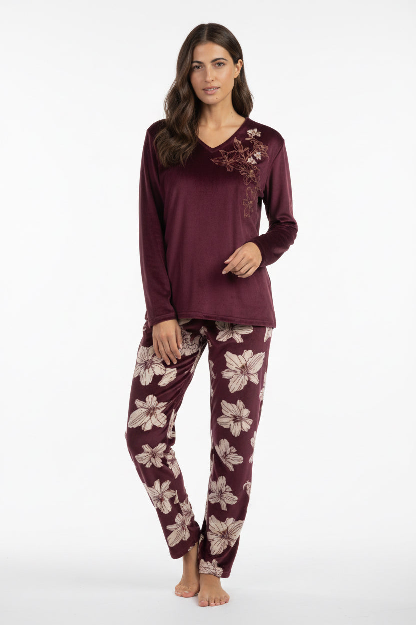 Pigiama da donna ADMAS in ciniglia limited edition bordeaux