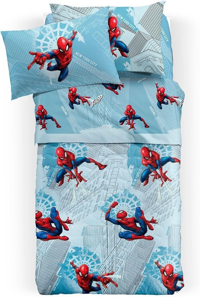 CALEFFI COPRILETTO SINGOLO Piquet ESTIVO SPIDERMAN MANHATTAN