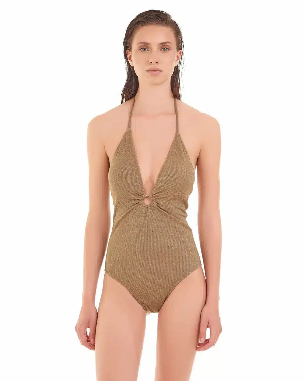 Costume intero Cotazur in lurex rigato