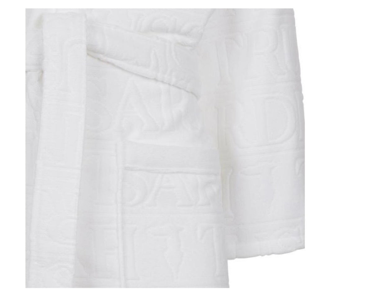 Accappatoio Overlogo ! Trussardi Unisex Con Cappuccio In Pura Spugna Di Cotone -Eleganza E Stile