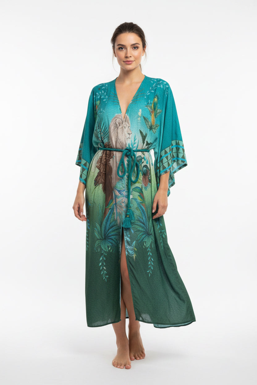 Kimono lungo lino Queen Pin UP