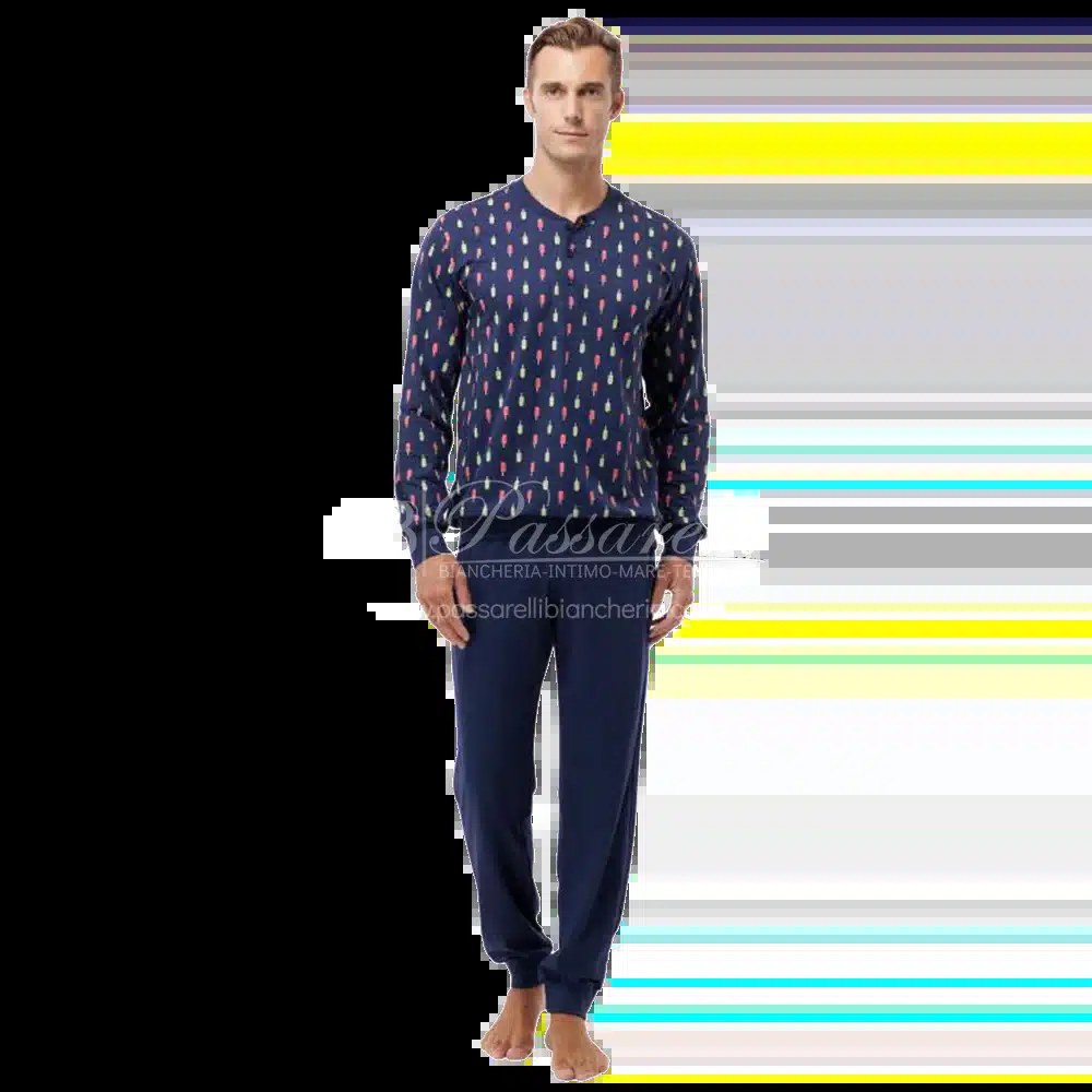 Jamas Pigiama Uomo Cotone Leggero Maniche Lunghe EJ 9405