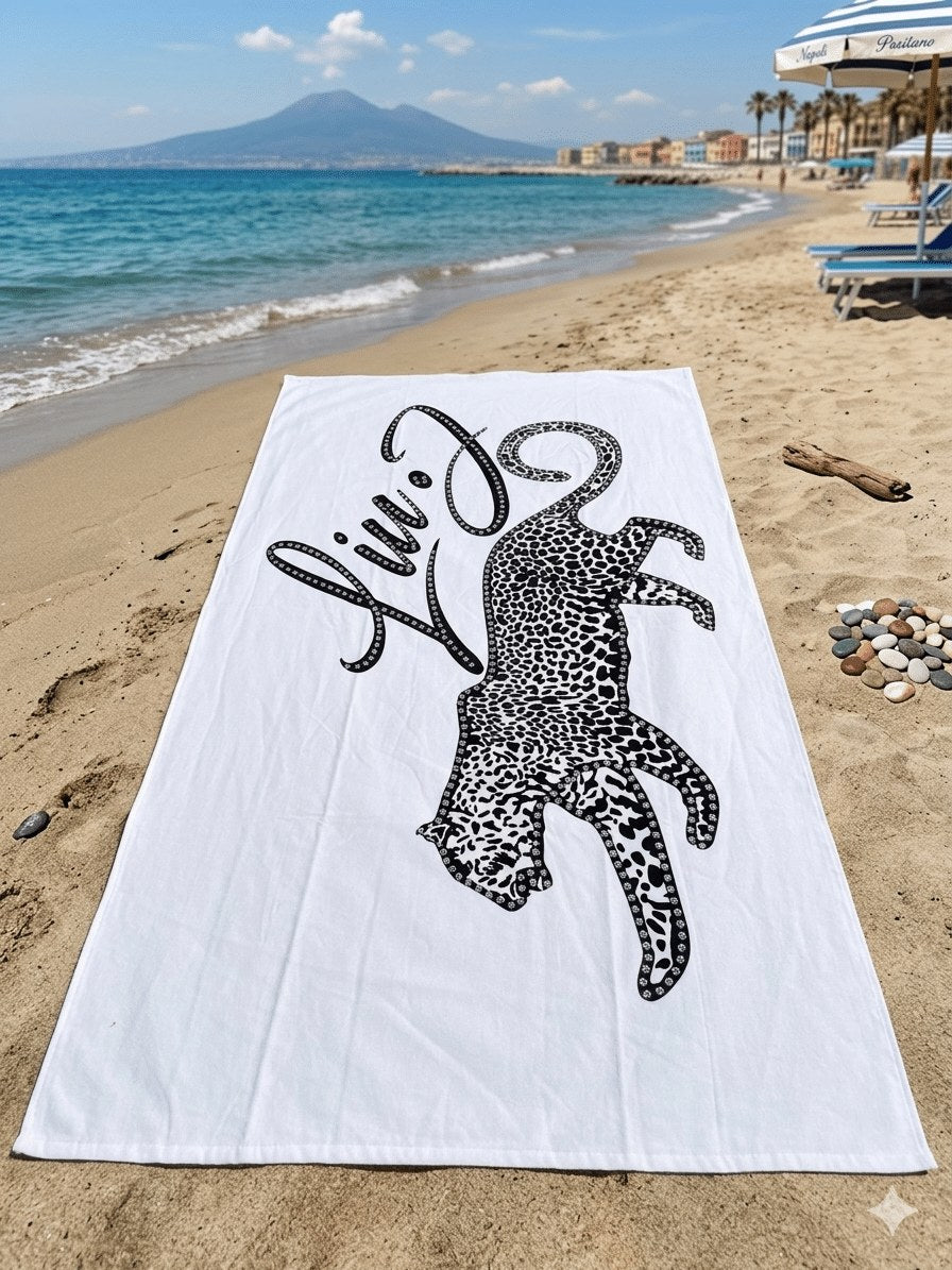 Telo mare micro spugna Liu .Jo bianco fantasia con nero