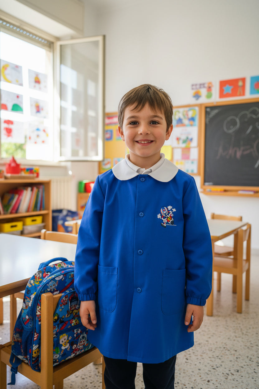 Grembiule scuola bambino cotone con bottoni siggi