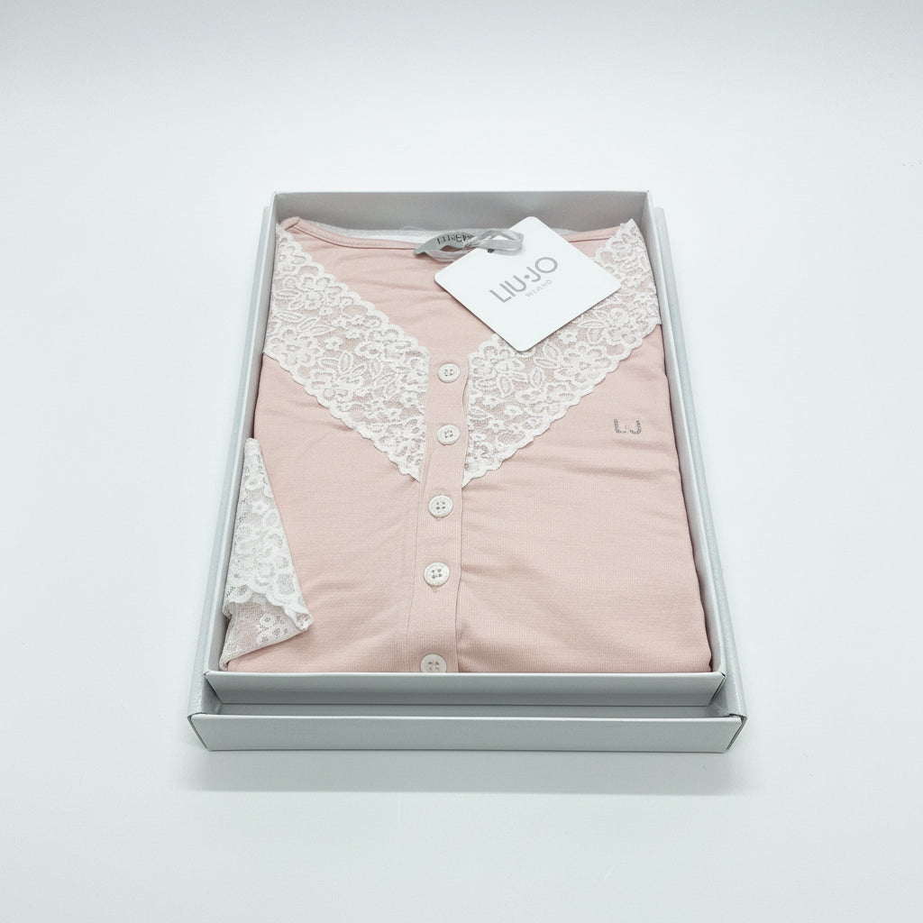 Pigiama donna Liu Jo serafino in viscosa  manica lunga gamba lunga polsino in pizzo colore rosa