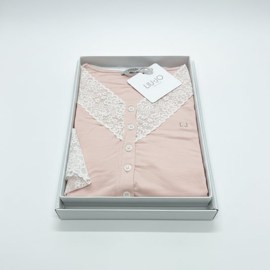 Pigiama donna Liu Jo serafino in viscosa  manica lunga gamba lunga polsino in pizzo colore rosa