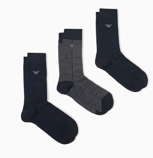 Emporio Armani SET DI 3 PAIA DI CALZINI CORTI IN COTONE CON LOGO