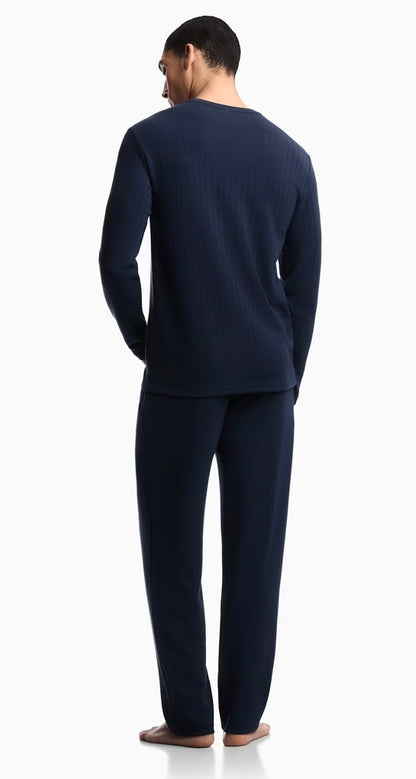 PIGIAMA LUNGO WINTER STRIPE IN JERSEY DI MODAL