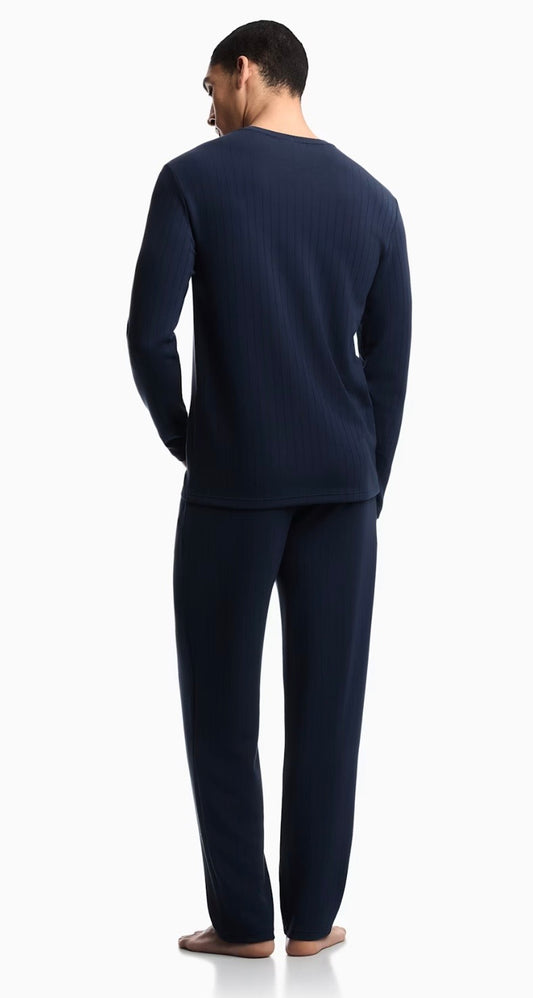PIGIAMA LUNGO WINTER STRIPE IN JERSEY DI MODAL