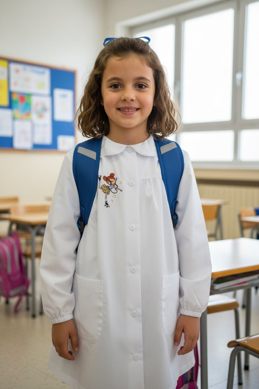 Grembiule bambina scuola cotone con bottoni siggi