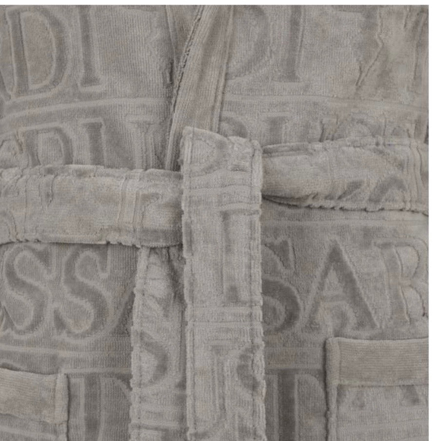 Accappatoio Overlogo ! Trussardi Unisex Con Cappuccio In Pura Spugna Di Cotone -Eleganza E Stile