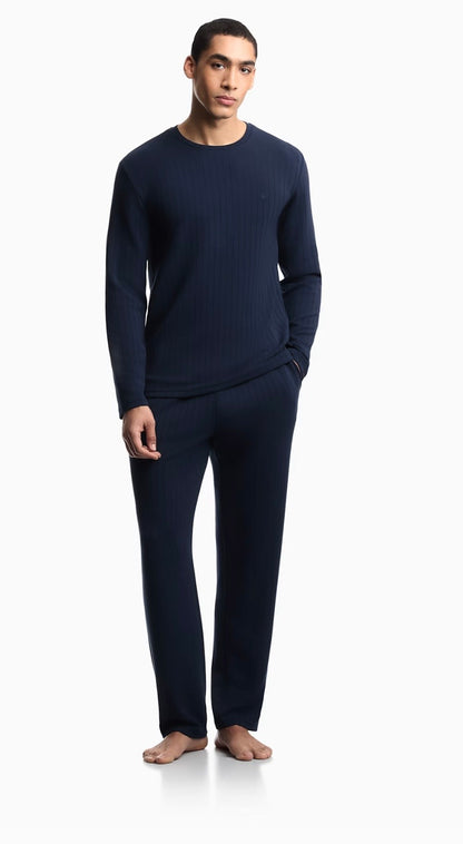 PIGIAMA LUNGO WINTER STRIPE IN JERSEY DI MODAL