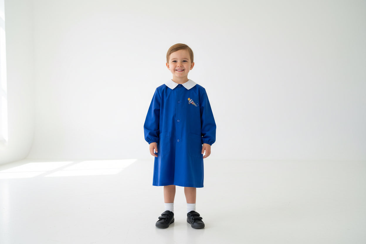 Grembiule scuola blu con bottoni Siggi