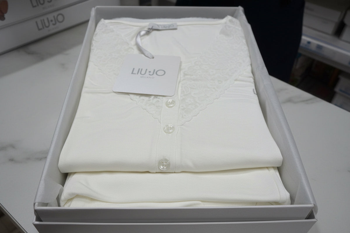 Pigiama da donna Liu Jo viscosa manica lunga gamba lunga polsino in pizzo