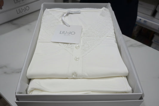 Pigiama da donna Liu Jo viscosa manica lunga gamba lunga polsino in pizzo