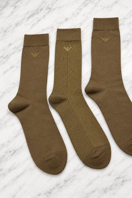 Emporio Armani SET DI 3 PAIA DI CALZINI CORTI IN COTONE CON LOGO