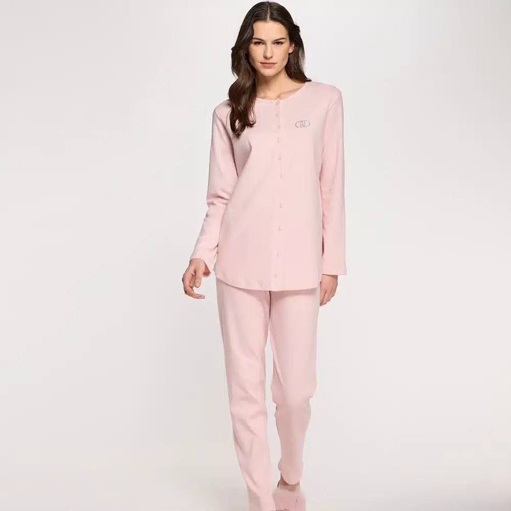 Pigiama Liu Jo donna caldo cotone DL0264 aperto davanti