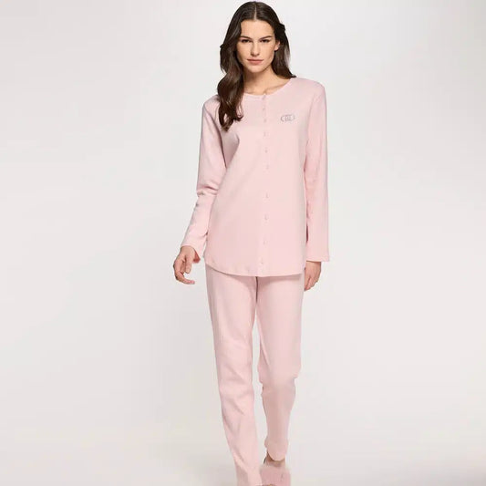 Pigiama Liu Jo donna caldo cotone DL0264 aperto davanti
