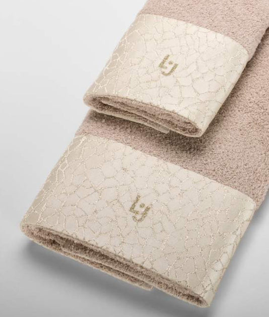 Liu Jo Set Asciugamani 1+1 In Spugna Di Cotone Lurex Tortora Gold