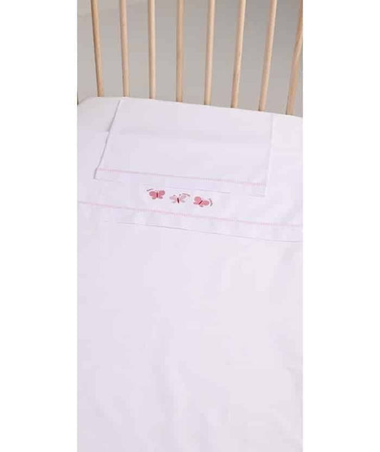 Lenzuolino culla gary 90x120 sopra sotto e federa rosa corallo