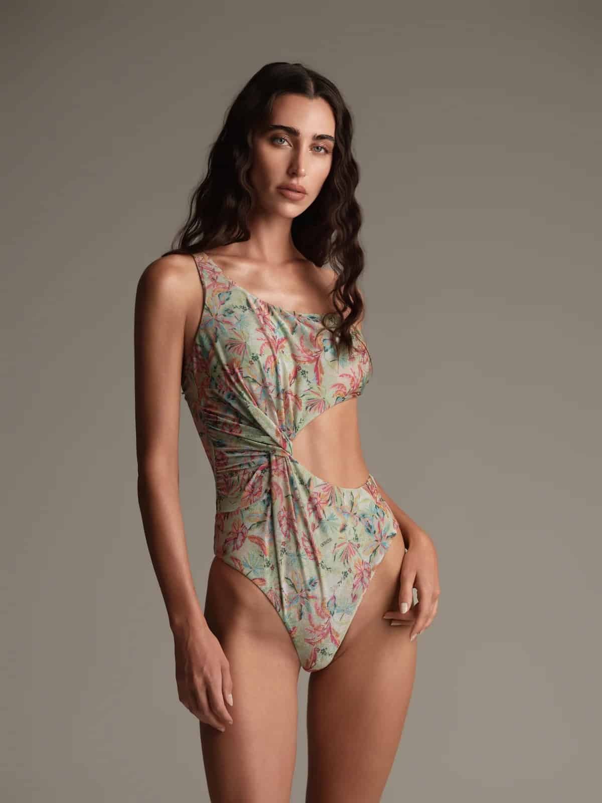 Costumi  da  bagno COTAZUR monospalla stampa tropicale