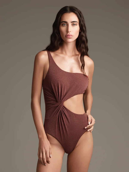 Costumi da bagno COTAZUR mono spalla lurex colore amaranto