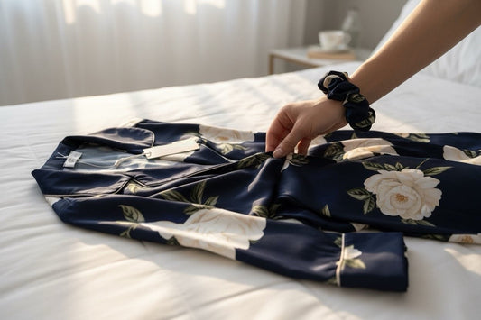 Pigiama donna raso filo D’Angelo fondo blu