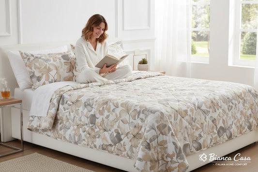 Copriletto trapuntato maestri cotonieri home 2 pz 100x100 cotone grigio tortora bianco